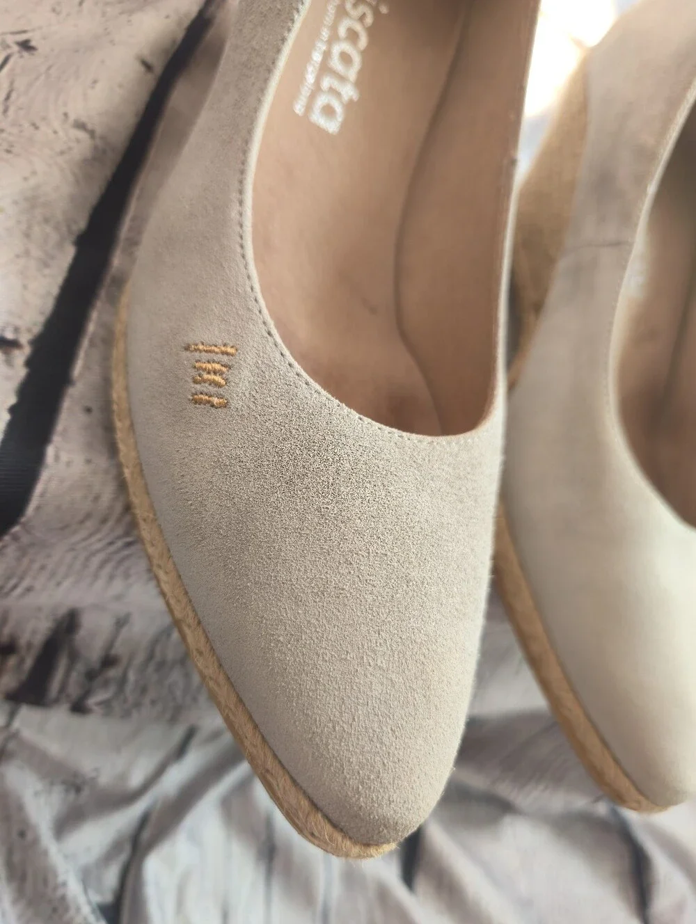 Viscata U Cut Espadrille Wedges- Grey Suede